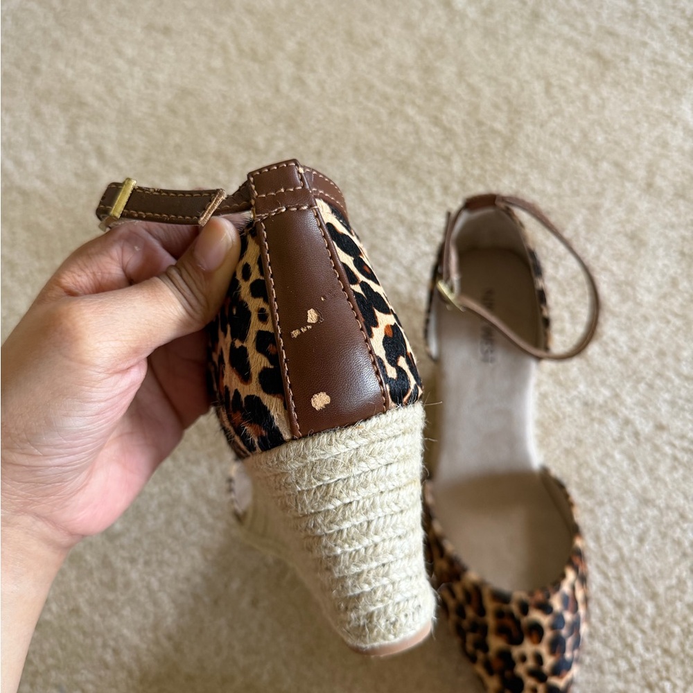Nine West Leopard Print Ankle-Strap Espadrille Wedges Size 7.5 - Picture 8 of 8